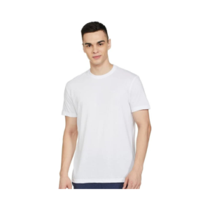 Men’s Crisp White Minimalist Crew-Neck T-Shirt