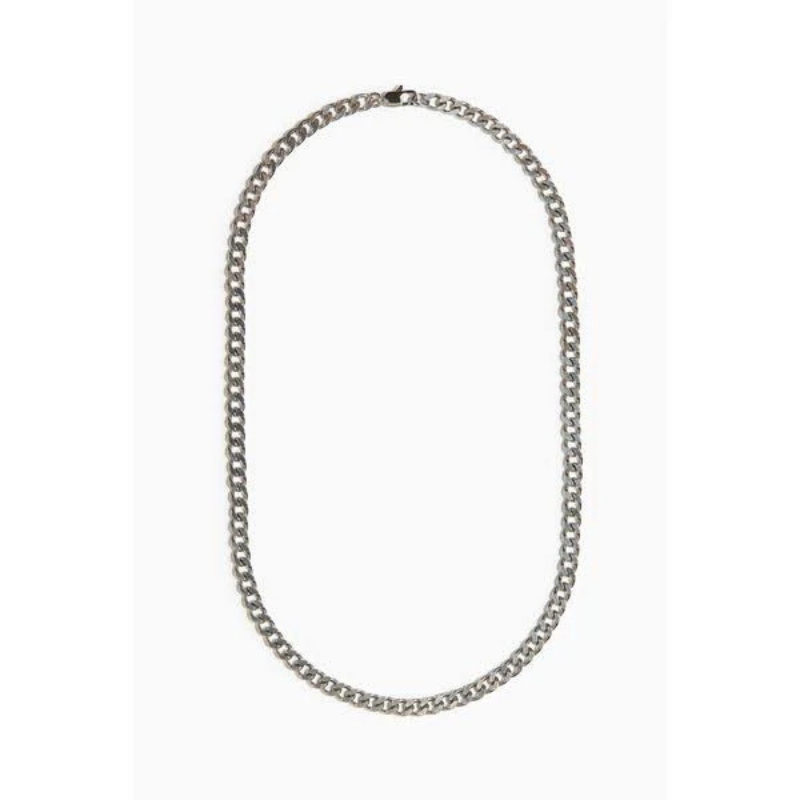 Classic High-Polished Silver Curb Chain Necklace