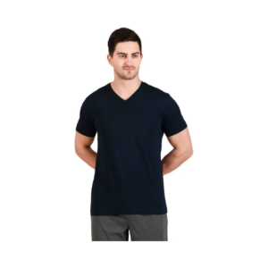 Men's Premium Solid Navy Blue Short Sleeve V-Neck T-Shirt