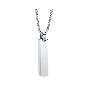 Sleek Silver Vertical Bar Pendant Box Chain Necklace