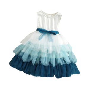 Girls' Teal Ombré Multi-Tiered Tulle Birthday Gown