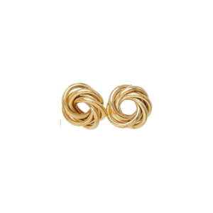 Retro Textured Gold-Tone Twisted Rope Knot Studs