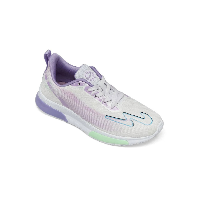 Women's White and Lavender Lightweight Breathable Mesh Running Shoes