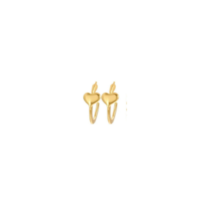 Sweet Gold-Tone Puffed Heart Dangle Hoop Earrings