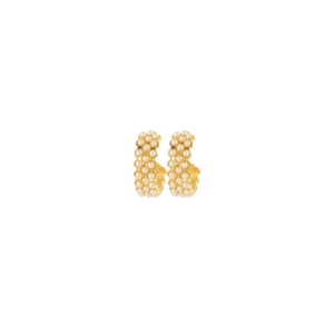 Vintage-Style Triple-Row Faux Pearl Statement Hoop Earrings