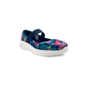Girls' Navy Blue Tropical Flamingo Print Mary Jane Canvas Shoes