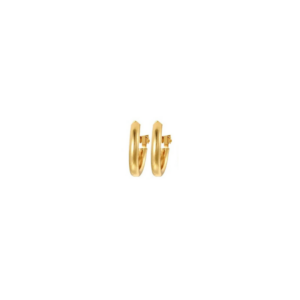 Elegant Tapered Gold-Tone D-Hoop Clicker Earrings