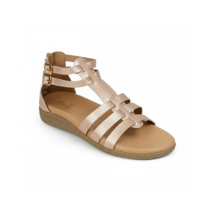 Women's Metallic Rose Gold Multi-Strap Gladiator Flat Sandals