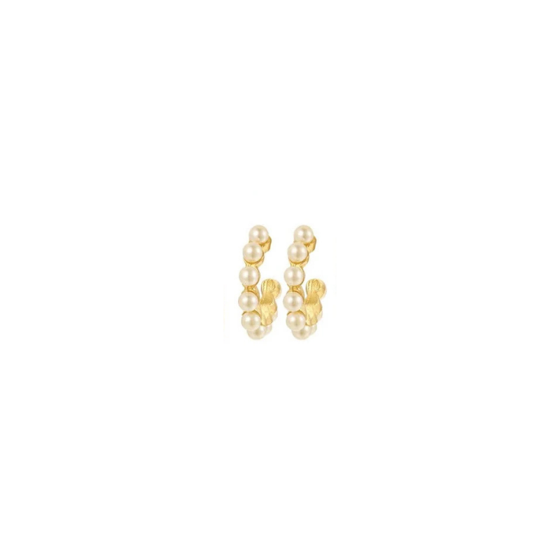 Vintage-Style Triple-Row Faux Pearl Statement Hoop Earrings