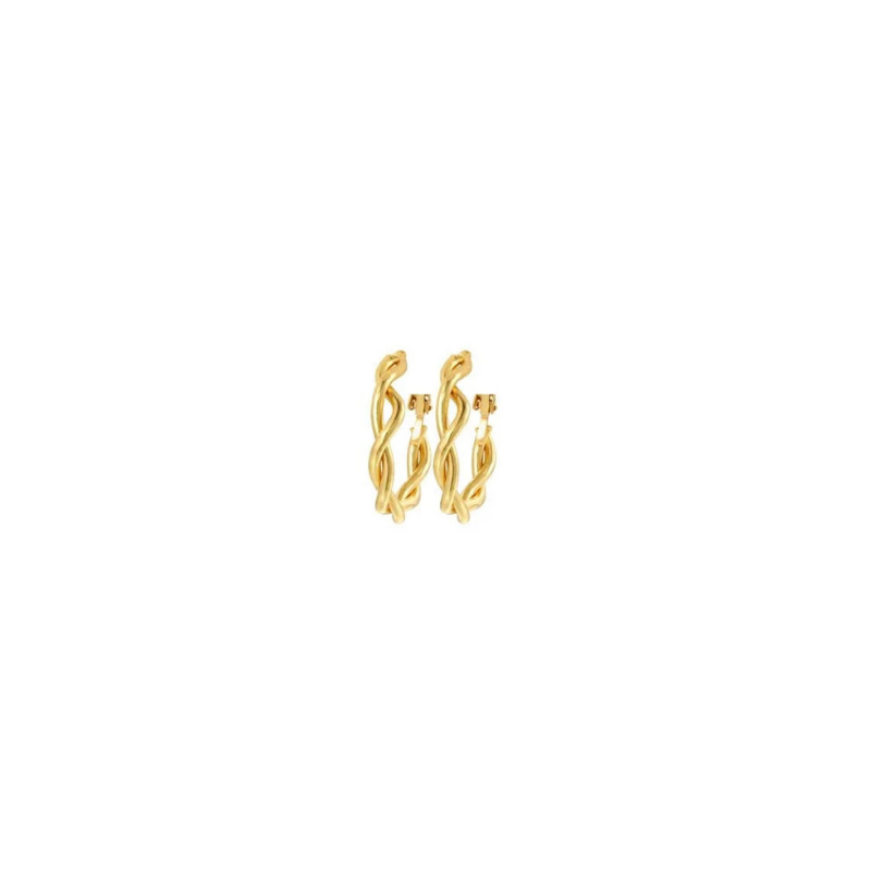 Minimalist 14K Gold-Plated Twisted Ribbon Hoop Earrings