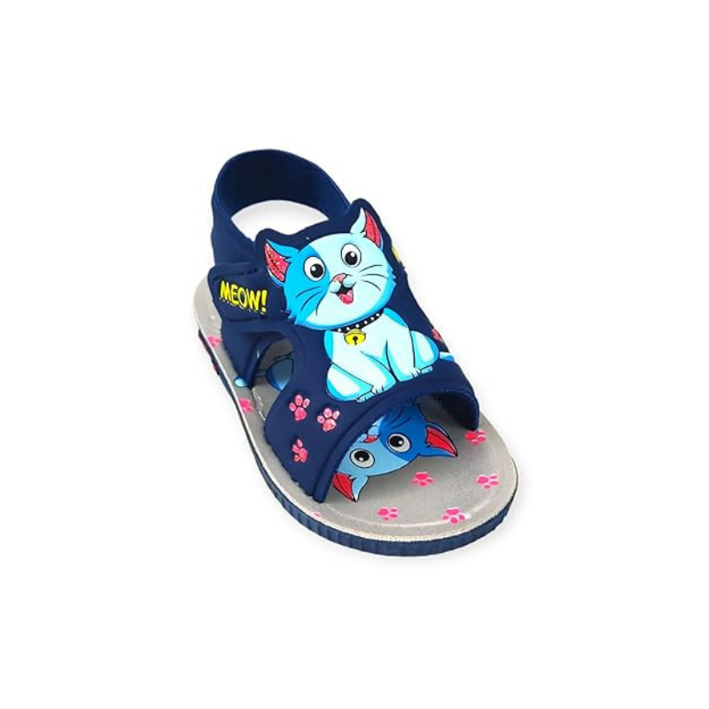 Kids' Jet Black Double-Strap Open-Toe Sandals with Astronaut Accents