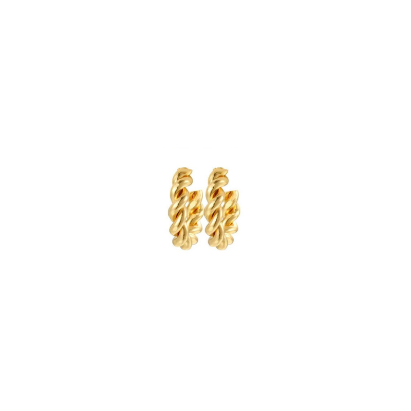 Bold Gold-Tone Thick Interwoven Braided Hoop Earrings