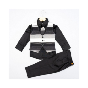 Boys' dapper 4-Piece Striped Vest, Tie, and Trouser Formal Set
