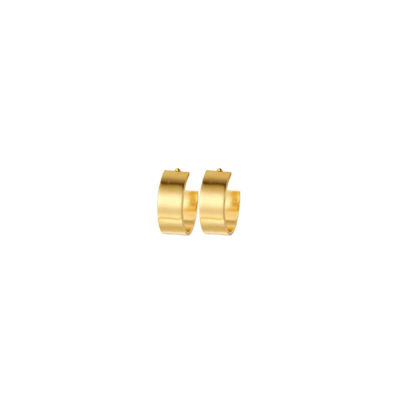 Minimalist 14K Gold-Plated Wide Flat Band Open Hoop Earrings