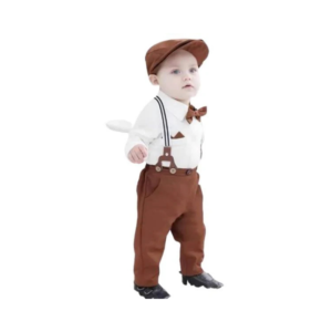 Infant Boys' Caramel Brown Dapper Suspenders and Cap Set