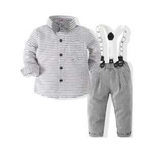 Toddler Boys' Pinstripe Dress Shirt, Bow Tie, and Suspender Trouser Set