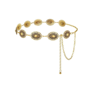 Vintage Gold-Tone Filigree Oval Medallion Chain Waist Belt