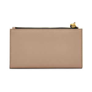 Minimalist Taupe Pebbled Leatherette Slim Zippered Wallet Pouch