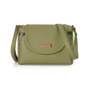 Classic Olive Green Faux-Leather Multi-Pocket Crossbody Sling Bag