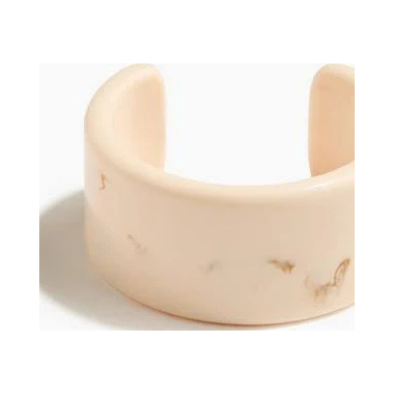 Modernist Cream and Amber Flaked Thick Acetate Resin Cuff Bracelet