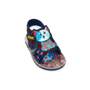 Kids' Jet Black Double-Strap Open-Toe Sandals with Astronaut Accents