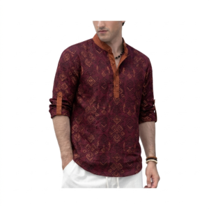 Men's Traditional Olive Green Slub-Textured Kurta