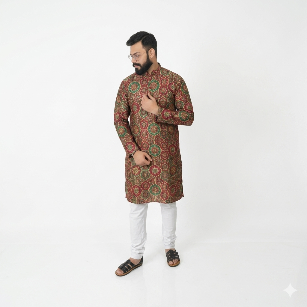 Men's Indigo Blue Solid Cotton Kurta Pajama Set with Mandarin Collar